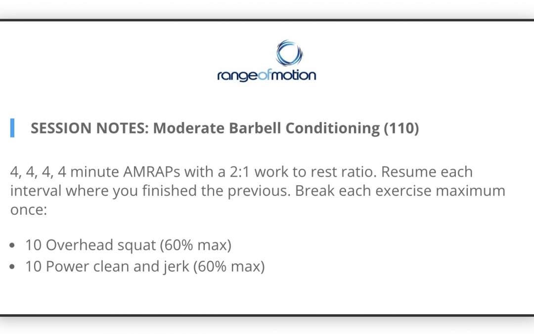 SESSION NOTES: Moderate Barbell Conditioning (110)