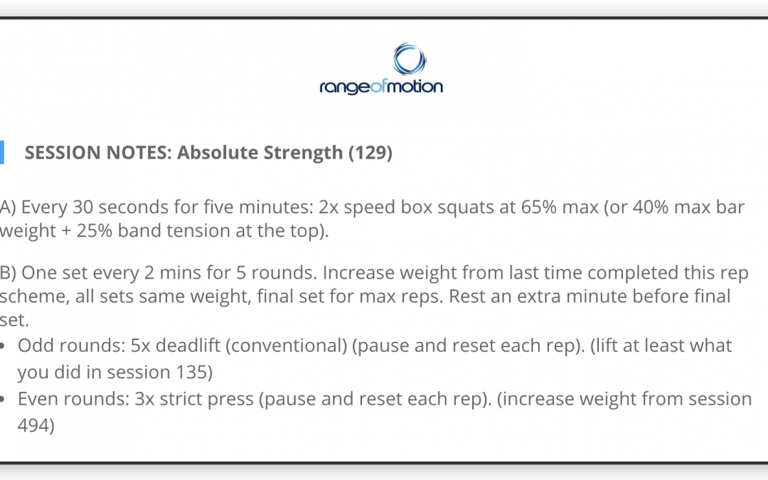 SESSION NOTES: Absolute Strength (129)