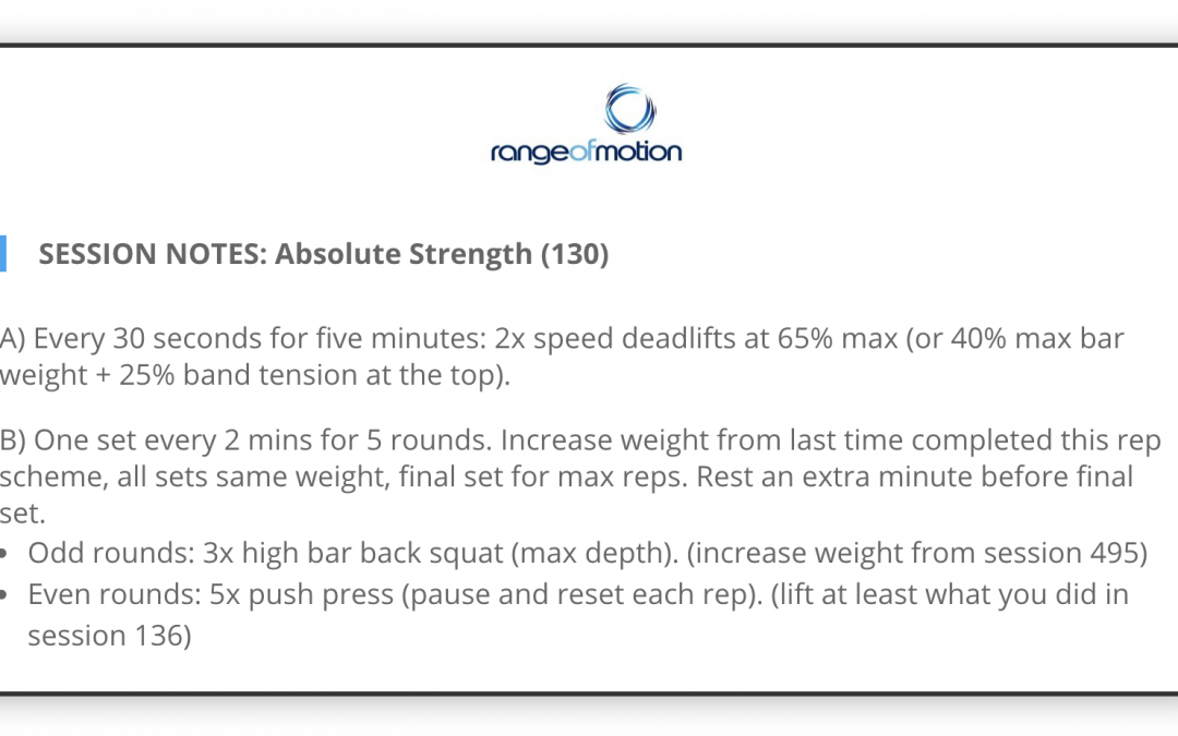 SESSION NOTES: Absolute Strength (130)