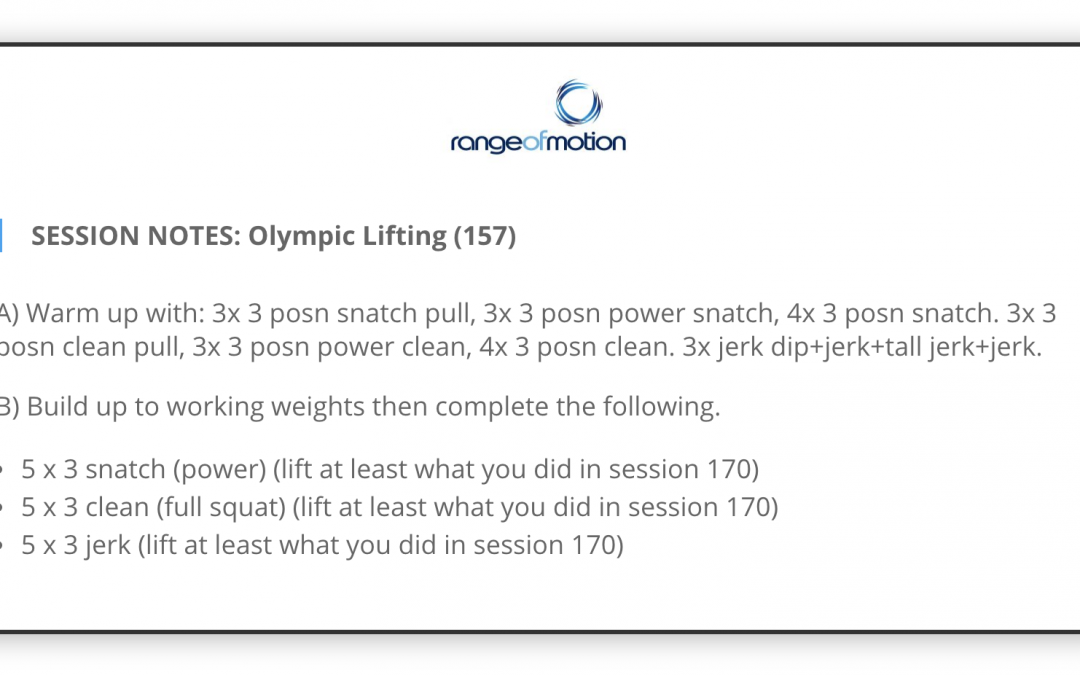 SESSION NOTES: Olympic Lifting (157)