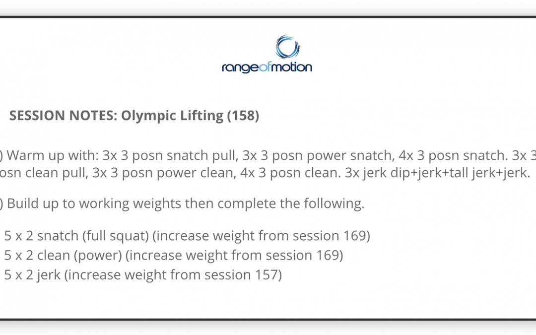 SESSION NOTES: Olympic Lifting (158)