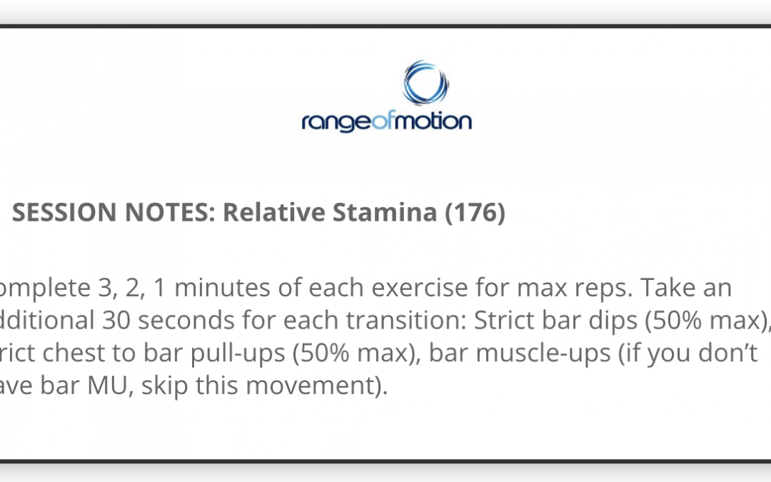 SESSION NOTES: Relative Stamina (176)