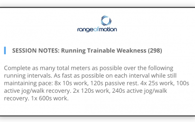 SESSION NOTES: Running Trainable Weakness (298)