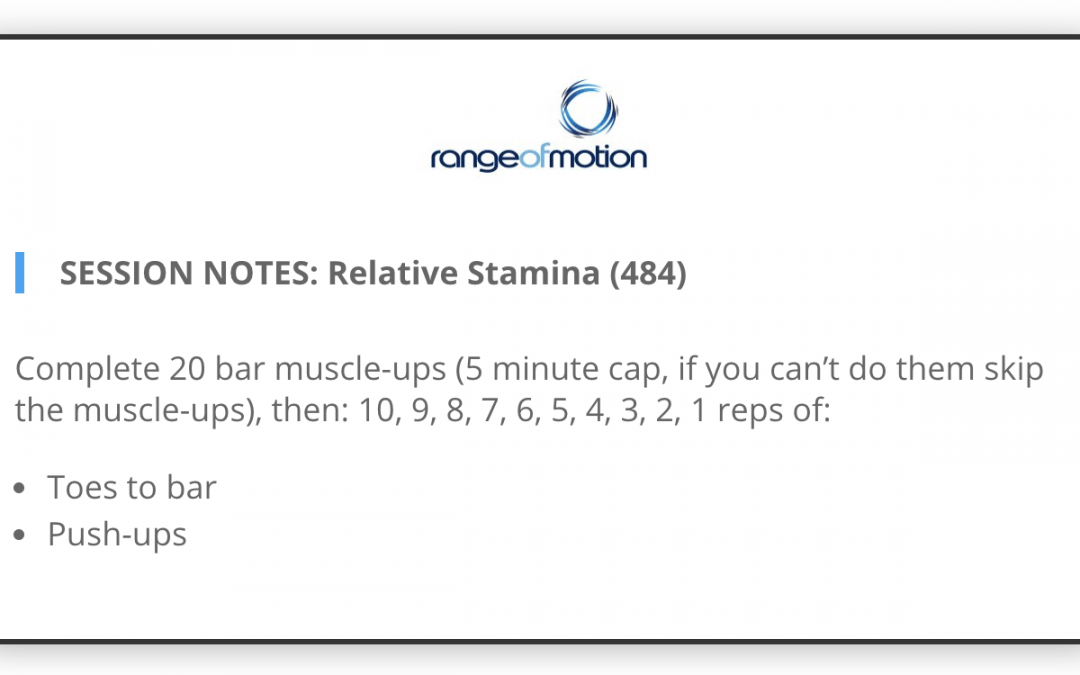 SESSION NOTES: Relative Stamina (484)