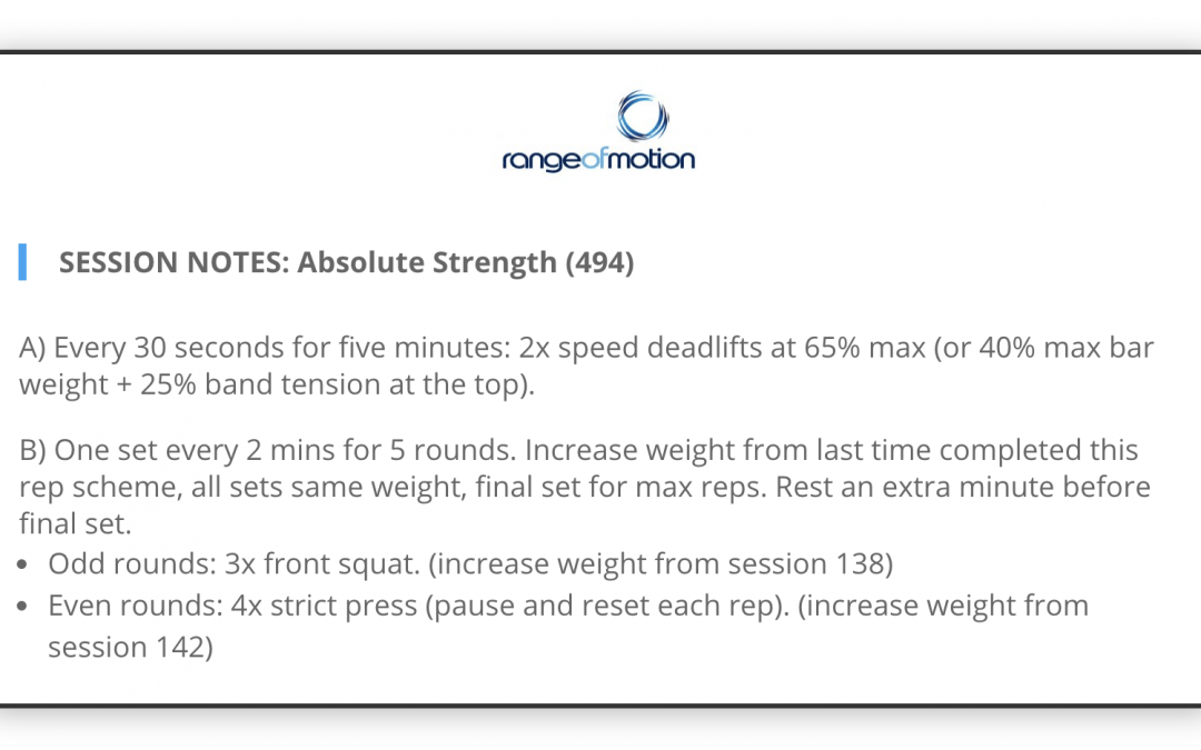 SESSION NOTES: Absolute Strength (494)