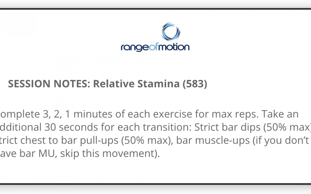 SESSION NOTES: Relative Stamina (583)