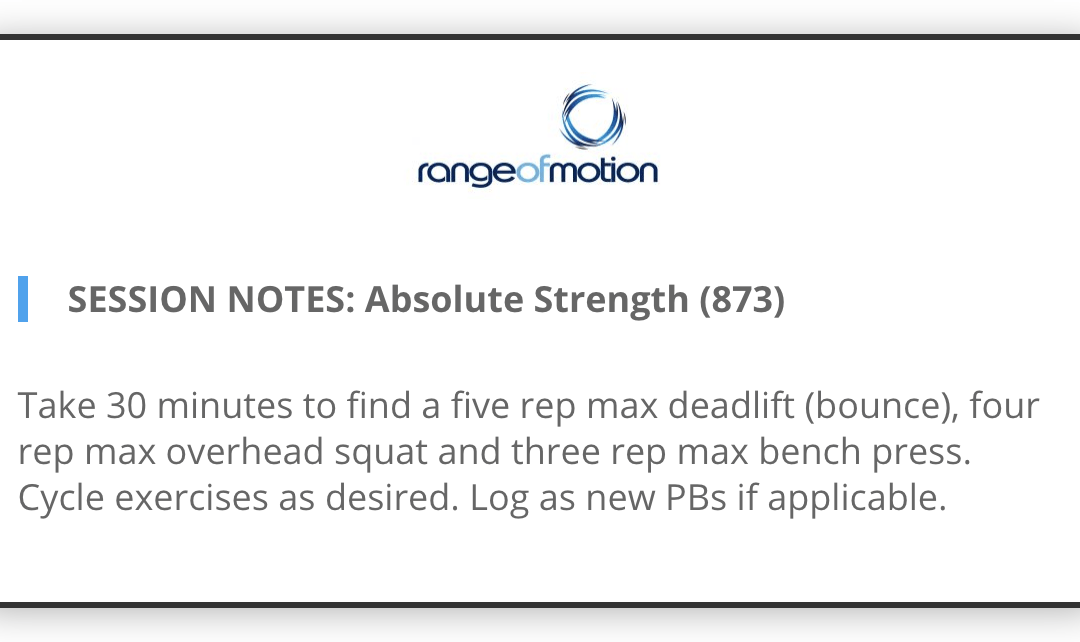 SESSION NOTES: Absolute Strength (873)