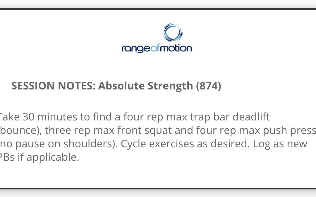 SESSION NOTES: Absolute Strength (874)