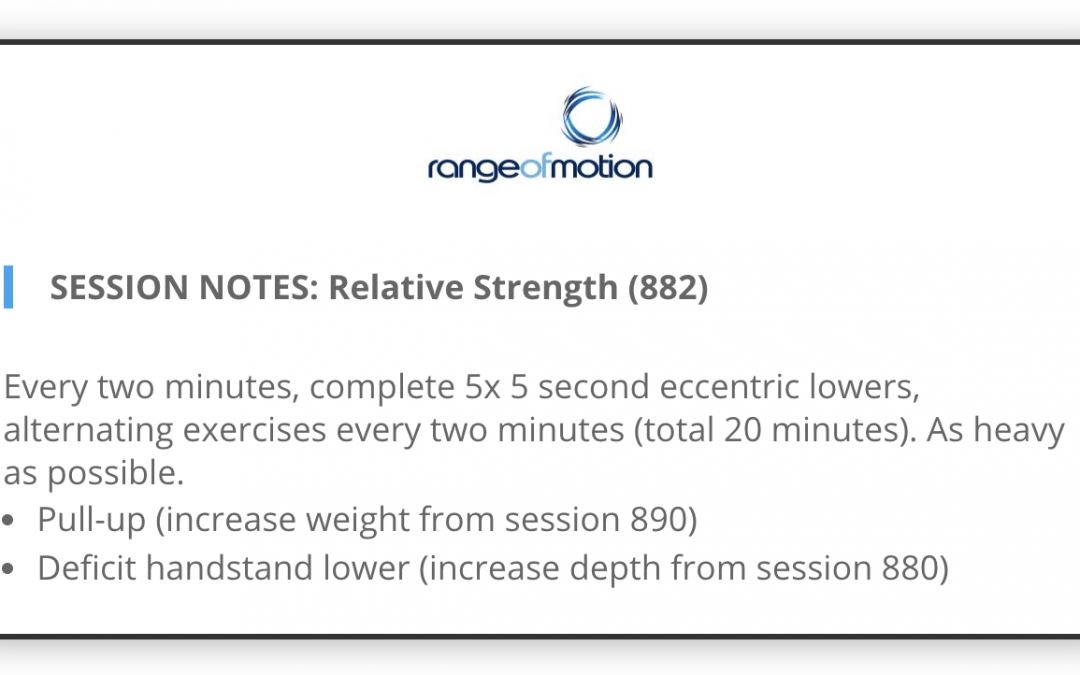 SESSION NOTES: Relative Strength (882)