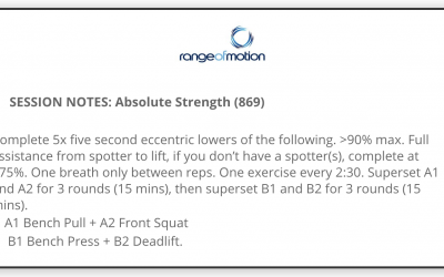 SESSION NOTES: Absolute Strength (869)