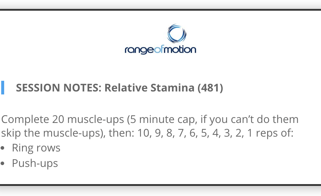 SESSION NOTES: Relative Stamina (481)