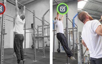 Lower back extended. Pull-up/Hang Movement Therapy.