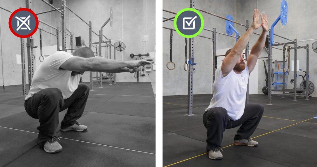 Upper back rounded. Squat, Jump, Run, Cycle Movement Therapy. Range